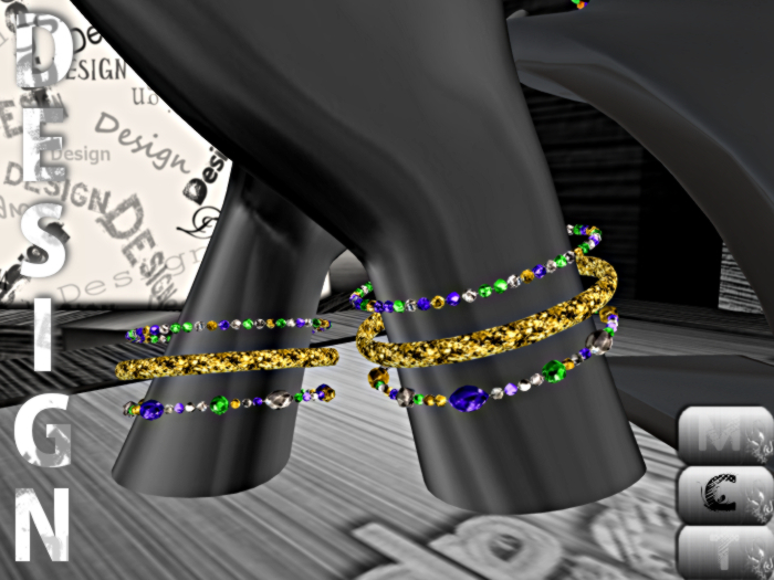 Mardi Gras Bead Bangles -Clear Crystal