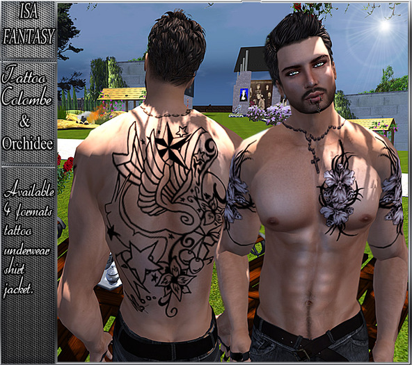 Tattoo Colombe & Orchidee