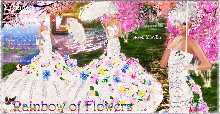 -Lamu Fashion-Gown Rainbow of Flowers DEMO