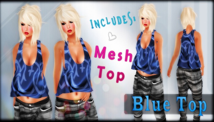FREE mesh blue top