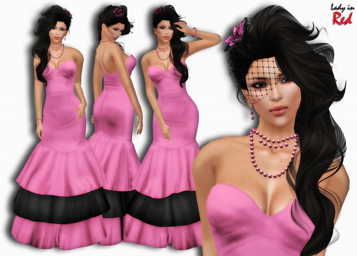 Lady in Red - Anjelika (pink) - Tiered Gown Dress