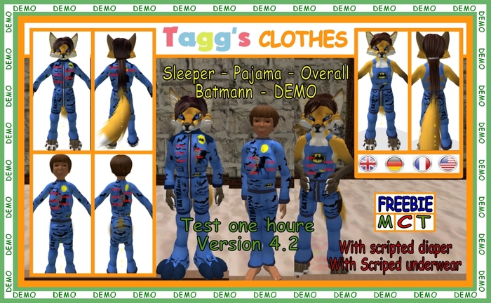 Tagg's - Sleeper - Onesie- Pajama - Overall Batmann (with diaper, underwear) DEMO