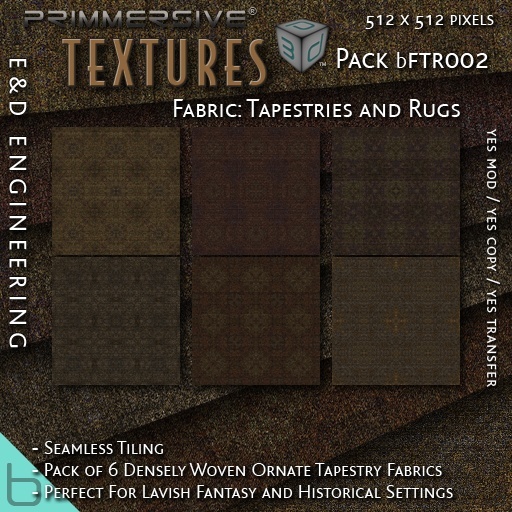 [bFTR002] 6 512px Densely Woven Ornate Tapestry Fabric Textures for Carpets and Wall Hangings by E&D ENGINEERING