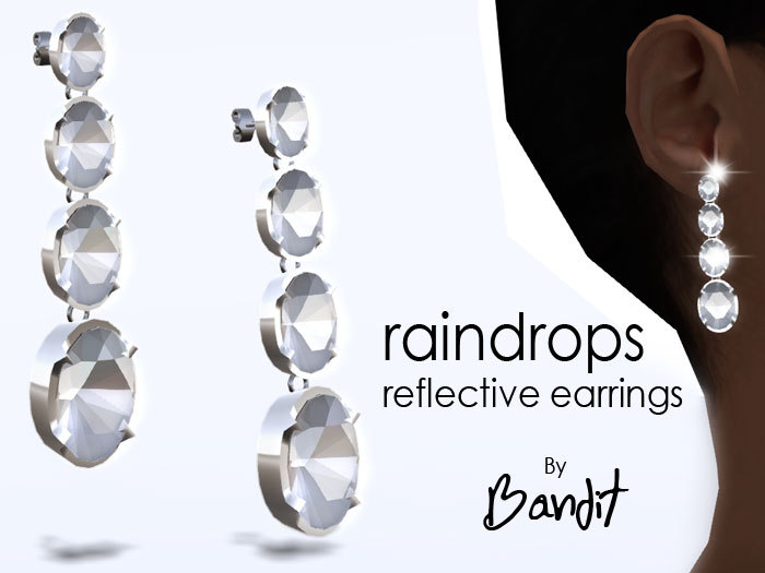 Raindrops by Bandit - total reflective Diamond mesh earrings -resizable v.1.0