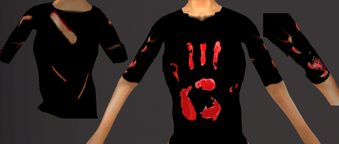 *CHICK DELUXE* Creepy Ripped Blood Tee 5L