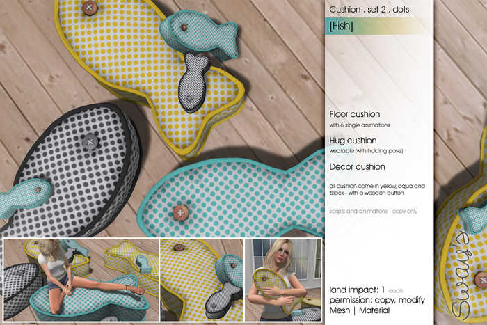 Sway's [Fish] cushion . set 2 dots 