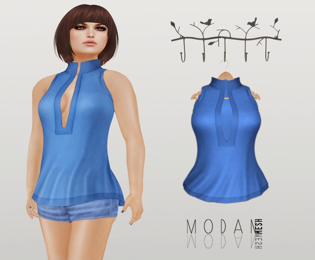 ::M.O.D.A.N.M.E.S.H.::Stand Collar Tank Blue