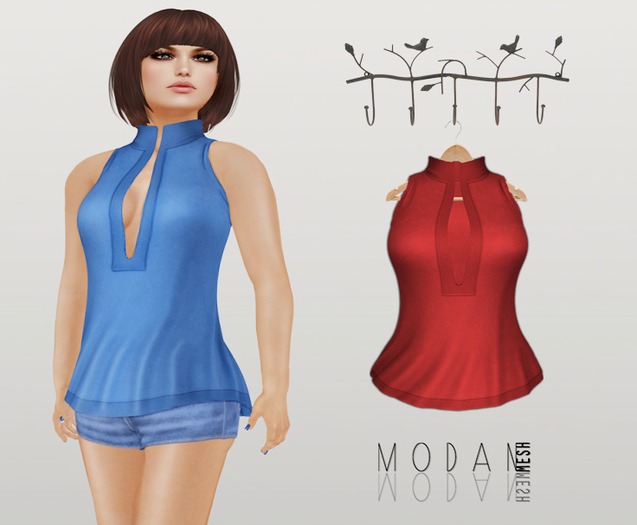 ::M.O.D.A.N.M.E.S.H.::Stand Collar Tank Red