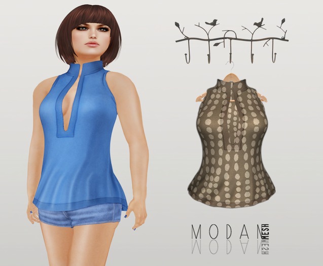 ::M.O.D.A.N.M.E.S.H.::Stand Collar Tank Brown