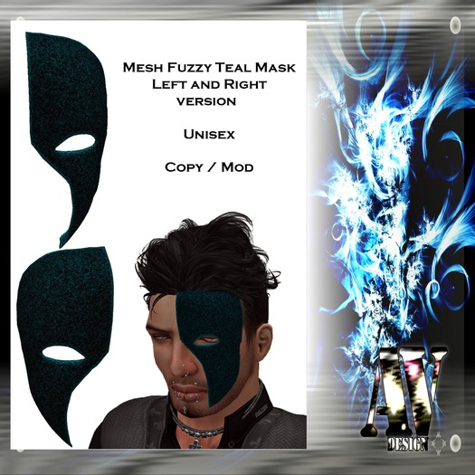Fuzzy Teal Mask L&R (mesh)
