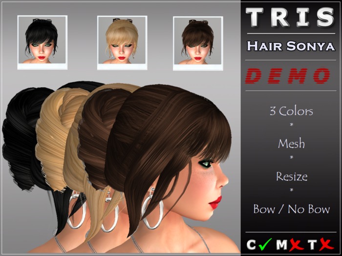 {T R I S } DEMO - Sonya Hair with or without Bow 