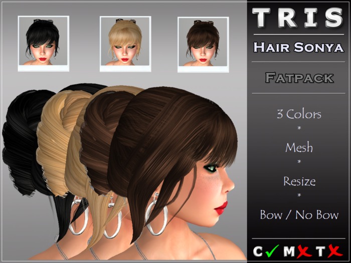 {T R I S } Fatpack Sonya Hair with or without Bow 