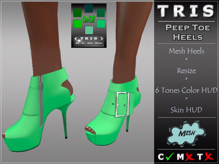 { T R I S }  Peep Toe Stiletto Heels - Grün Töne