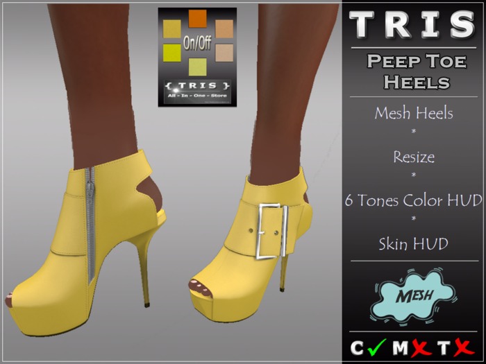 { T R I S } Peep Toe Stiletto Heels - Yellows