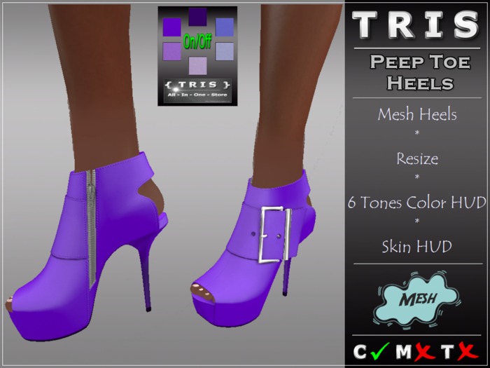 { T R I S } Peep Toe Stiletto Heels - Violets