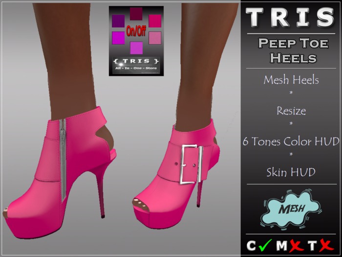 { T R I S } Peep Toe Stiletto Heels - Pinks