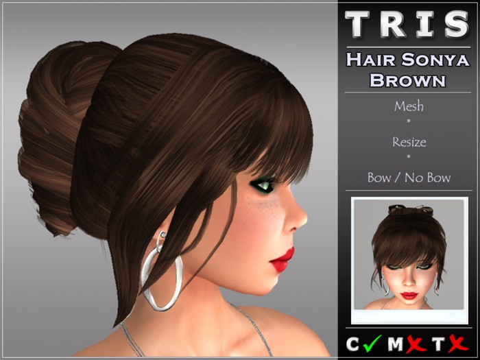 {T R I S } Sonya Hair with or without Bow - Brown
