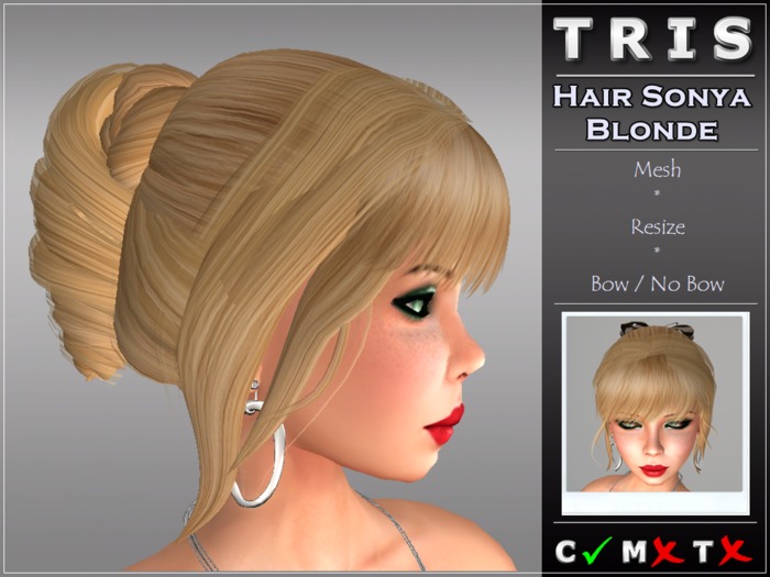 {T R I S } Sonya Hair with or without Bow - Blonde