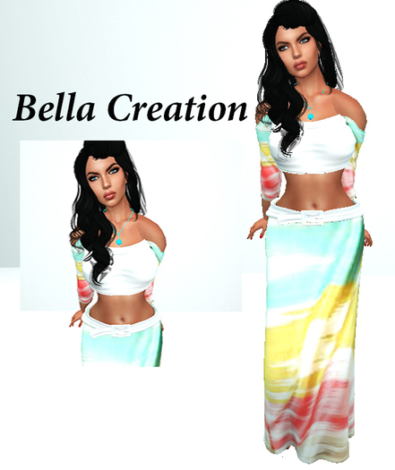 Bella Creation Mesh Maxi Skirt&Sweater&Barclet&Belt