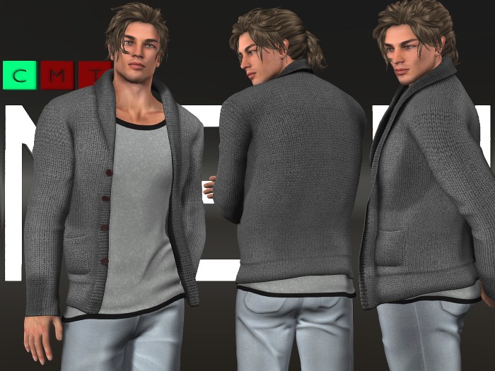 *S.D* Fitted & Standard Mesh Grey Tee (Optional) & Dark Grey Cardigan *DEMO Version*