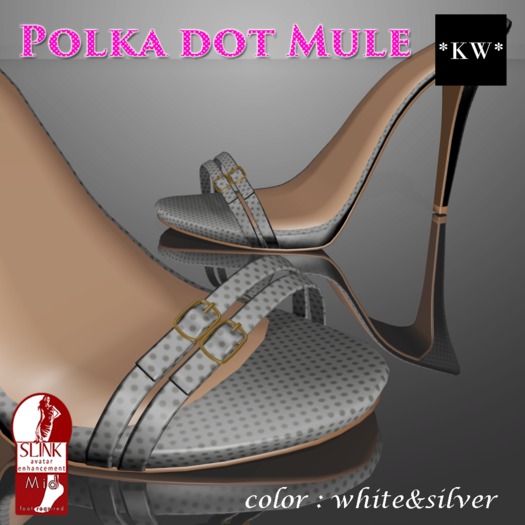 *KW* Polka dot Mule (white&silver)