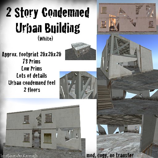 2 Story Condemned Urban Building (white)