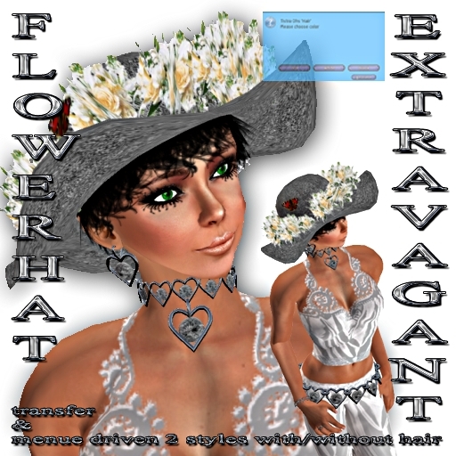 * EXTRAVAGANT hat B&W rose 2 styles & menue driven
