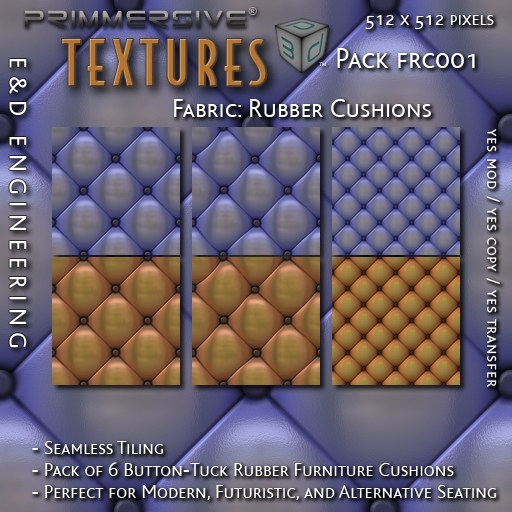 Second Life Marketplace - [FRC001] 6 512px Button Tuck Rubber Furniture ...