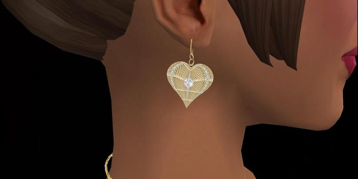 Gold Diamond Heart Jewelry Set