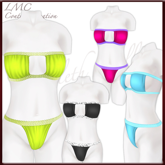 DEMO LMC Mesh Templates - Corset III - underbust corset with multiple folds & seaming options!