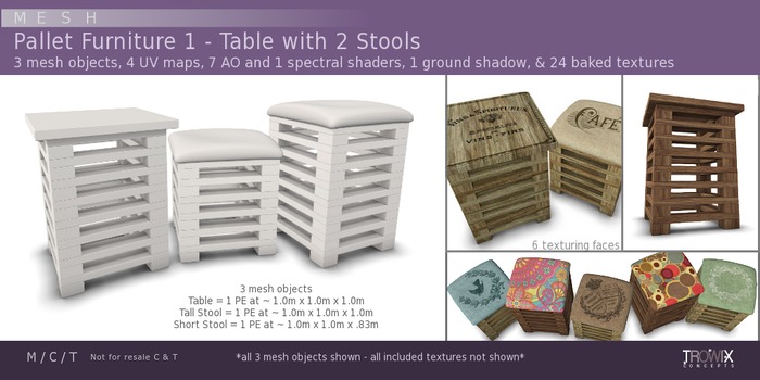 Trowix - Pallet Table & 2 Stools Mesh Pack