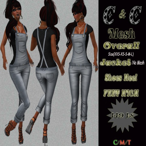 *clothes MESH woman Jacket Overall Shoes Heel FEET HIGH (Black Grey)* DEMO