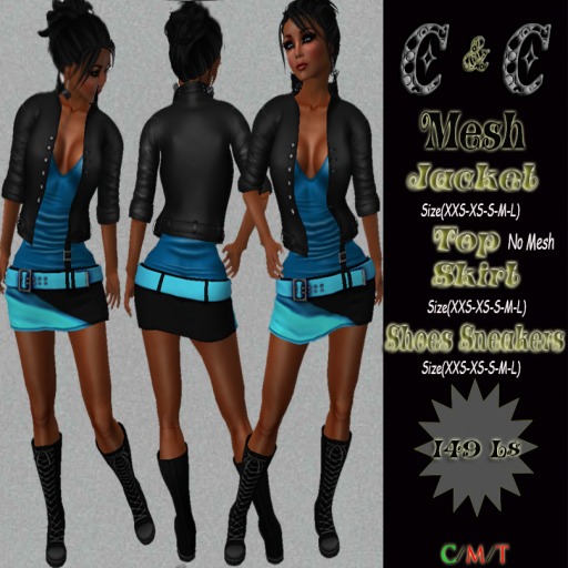 *clothes MESH woman Jacket Top Skirt Shoes Sneakers (Black Blue)*