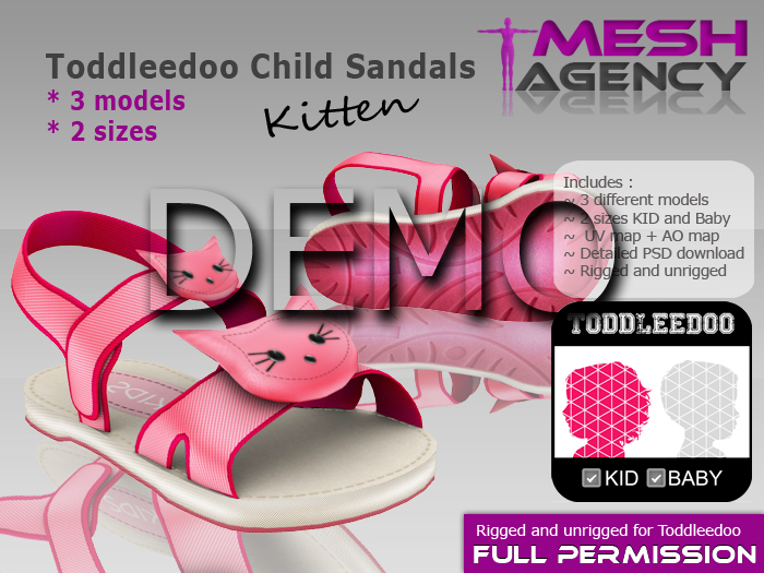ToddleeDoo Child Sandals PACK "Kitten" DEMO