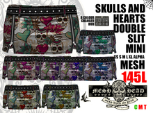 Mesh Head - Skulls & Hearts Double Slit Mini - All Sizes