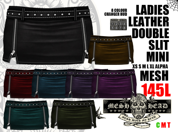 Mesh Head - Leather Double Slit Mini - All Sizes