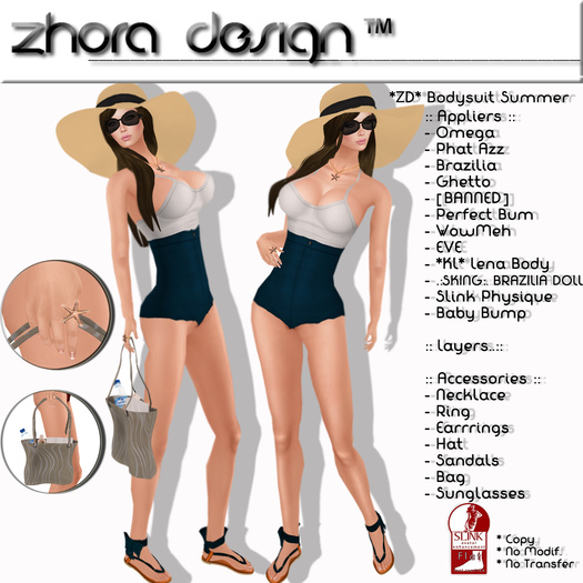 *ZD* Bodysuit Summer Blue & White