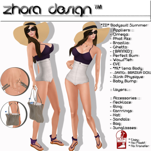 *ZD* Bodysuit Summer White & Purple