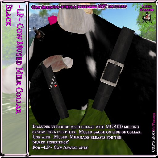 ~LP~Cow MUSED Milk Collar [BOXED] Black