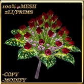 LW_ Mesh Rose Bud Bouquet - Bright Red 7 (2 Land Impact / 1 Prim)