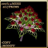 LW_ Mesh Rose Bud Bouquet - Bright Red 9 (2 Land Impact / 1 Prim)