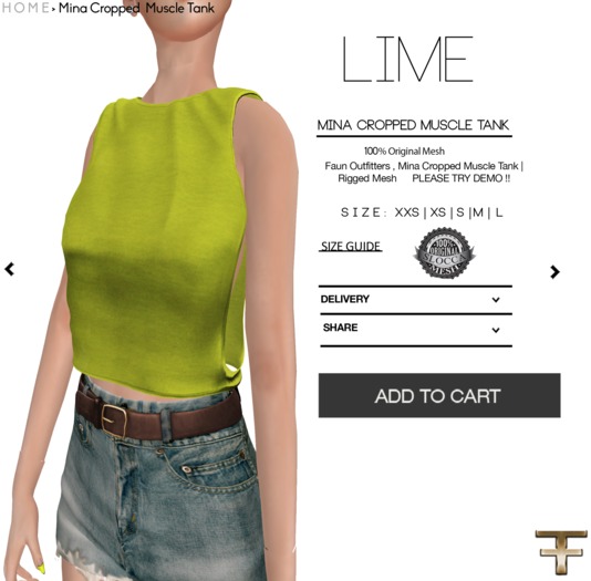 -FAUN- Mina Cropped Muscle Tank -Demo-