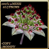 LW_ Mesh Rose Bud Bouquet - Dark Red White (2 Land Impact / 1 Prim)