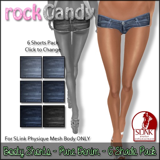 *rockCandy - Booty Shorts - Pure Denim Pack **For SLink Physique**