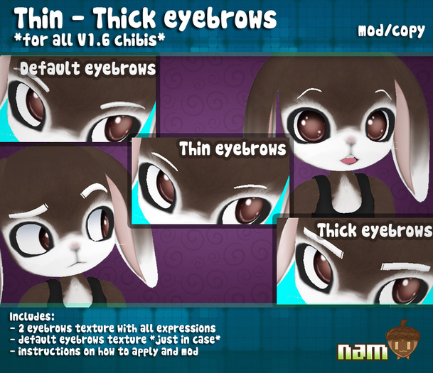 *NAM* Thin - Thick eyebrows for chibi