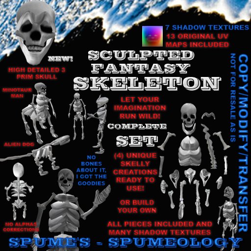 Skeleton For Map Second Life Marketplace - SKELETON Bone SKELLY w/ UV MAPS