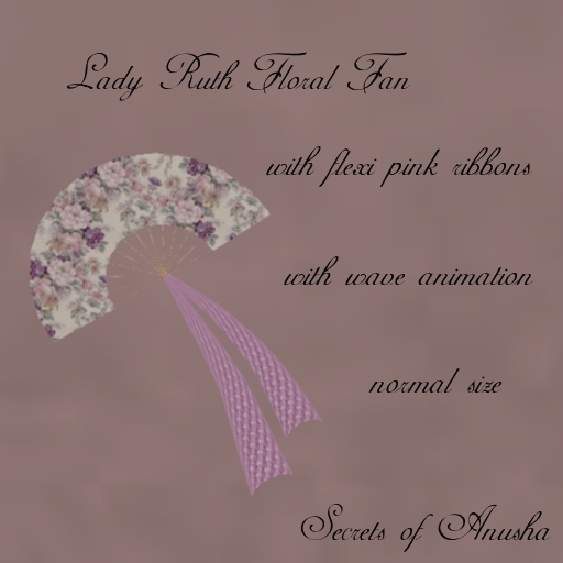 *SoA* Lady Ruth Floral Fan with pink ribbons