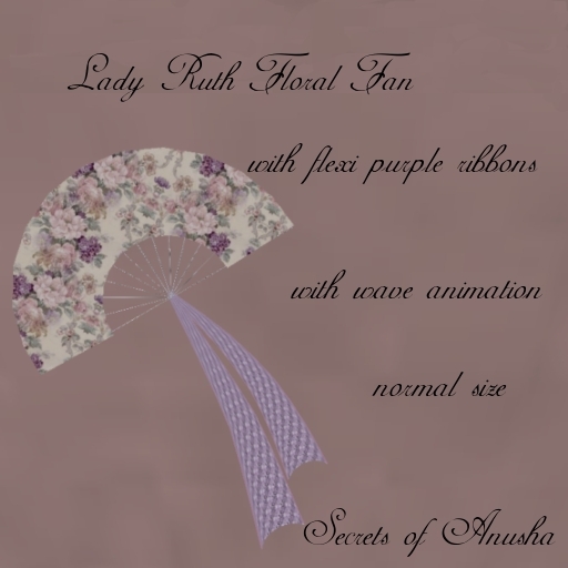 *SoA* Lady Ruth Floral Fan with purple ribbons