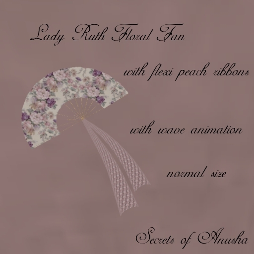 *SoA* Lady Ruth Floral Fan with peach ribbons