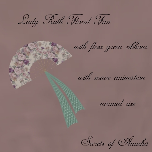 *SoA* Lady Ruth Floral Fan with green ribbons